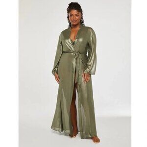 NWT Savage X Fenty Going Platinum Green Metallic Robe